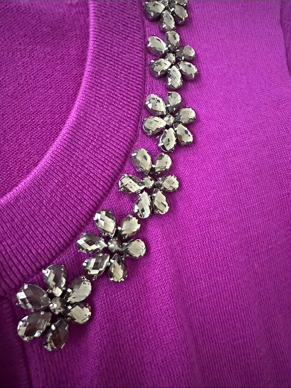 Kate Spade Leni Jewel Embellished 100% Cotton 3/4 Sleeve Purple Cardigan Size M - Picture 10 of 12